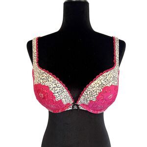 Victoria’s Secret Padded Perfect Coverage Bra 36DD Cheetah Leopard Pink Underwir